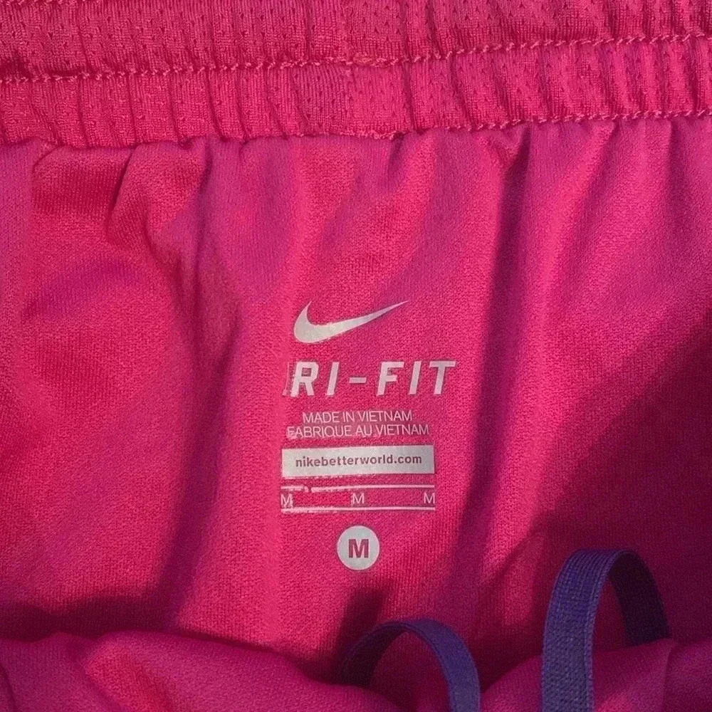 Nike Dri-fit women’s running shorts - magenta/red- inside pocket - medium - Picture 2 of 5